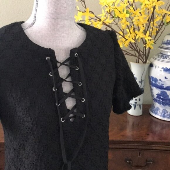 J.O.A. Los Angeles Tweed Lace-Front LBD Size XS - Picture 1 of 8